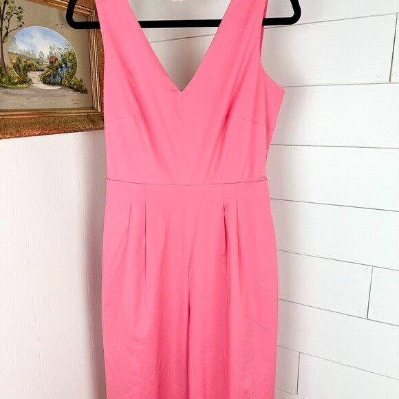J.Crew Wrap Tie Jumpsuit in Stretch Poplin Size 2 Bright Coral Wide Leg Cropped - Picture 5 of 10